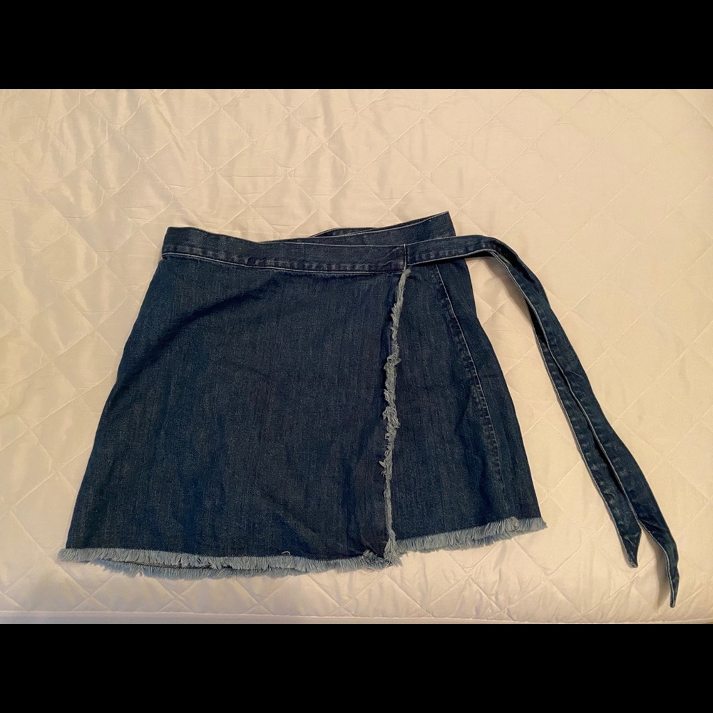 Madewell wrap skirt with raw hem